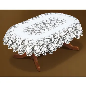 Obrus biały żakardowy 100x150 owalny 221941