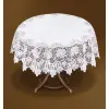 Obrus koło na stół żakard 150x150 okrągły biały