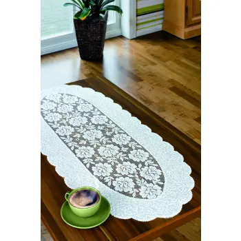 Bieżnik serweta biała żakardowa 110x45 cm owalna