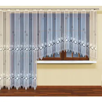 Biała żakardowa firanka z taśmą 222571 140 x 400cm
