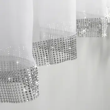 Firana woalowa z cyrkoniami 150x300 biała L236