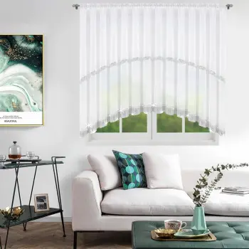 Firana woalowa z cyrkoniami 150x300 biała L236