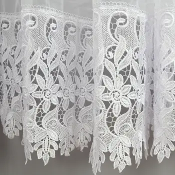 Firana woalowa z gipiurą 30cm biała 175x400 cm