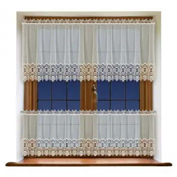 Kremowy lambrekin haft firanka DKM-0270 wys 120cm