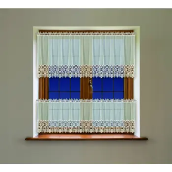 Kremowy lambrekin haft firanka DKM-0270 wys 120cm