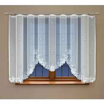 Biała żakardowa firana z taśmą 23880 160 x 300cm %