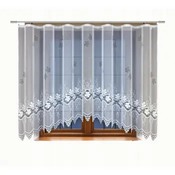 Biała żakardowa firanka do salonuz taśmą 180x300cm