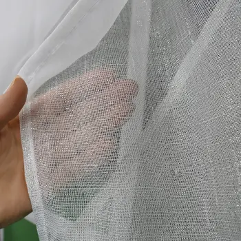Biała firanka woal z panelem, cyrkonie 155x360