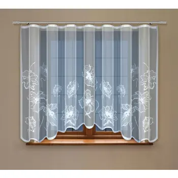 Biała żakardowa firanka z taśmą outlet 160 x 300cm