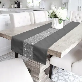 BIEŻNIK GLAMOUR z cyrkoniami OBRUS 40x140 szary
