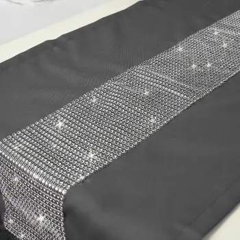 BIEŻNIK GLAMOUR z cyrkoniami OBRUS 40x140 szary