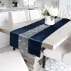 BIEŻNIK GLAMOUR z cyrkoniami OBRUS 40x140 granat
