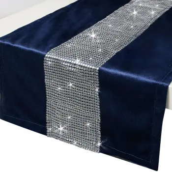 BIEŻNIK GLAMOUR z cyrkoniami OBRUS 40x140 granat