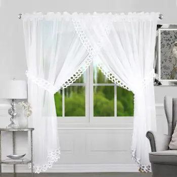 Firana woalowa z gipiurą 12cm biała 250x400 cm 162