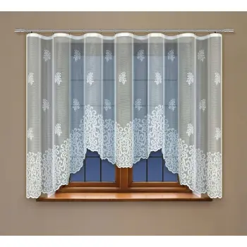 Biała żakardowa firanka z taśmą 228761 160 x 400cm