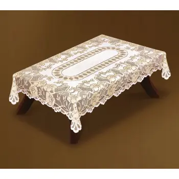 Obrus żakard na stół prostokąt 160x120 krem-złoty