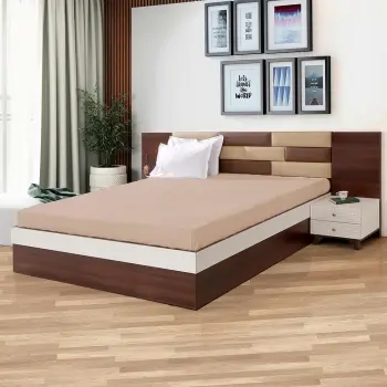 Grube prześcieradło z gumką bawełna 160x200 beżowe