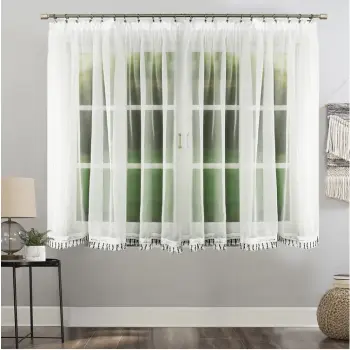 Firana woal BOHO z frędzlami 155x400 gipiura