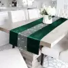 BIEŻNIK GLAMOUR z cyrkoniami OBRUS 40x140 zieleń