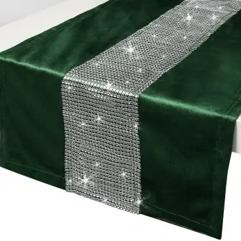 BIEŻNIK GLAMOUR z cyrkoniami OBRUS 40x140 zieleń