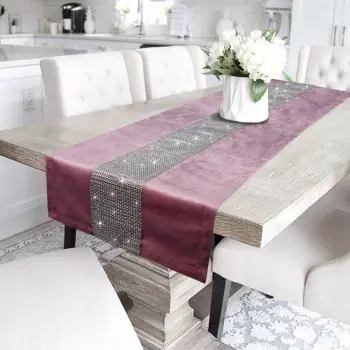 BIEŻNIK GLAMOUR z cyrkoniami OBRUS 40x140 róż
