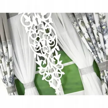 Komplet firana + zasłony, woal, cyrkonie 180x400 L361