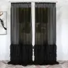 Firana woal falbany glamour taśma 250x145 czarna