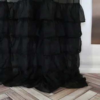 Firanka woalowa z falbanami 250x145 kółka czarna