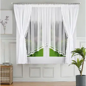Firana klasyczna woal zasłony BOHO biała 300x150