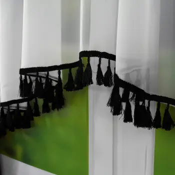 Firanka klasyczna woal zasłony BOHO czarna 300x150