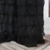 Firanka woalowa zdobiona falbankami 250x145 czarna