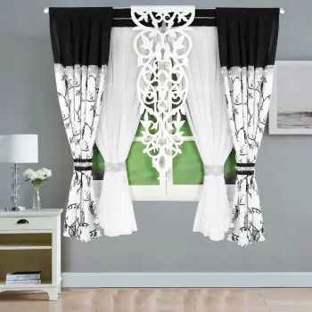 Firana zasłona woal cyrkonie 180x400 czarny zestaw