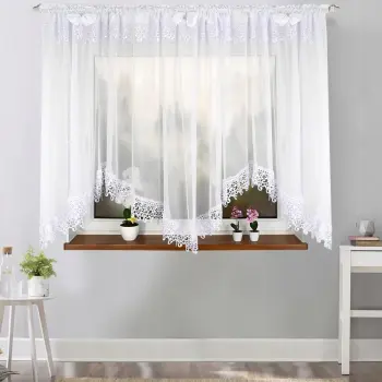 Firanka woal gipiura biała 15cm do salonu 155x400