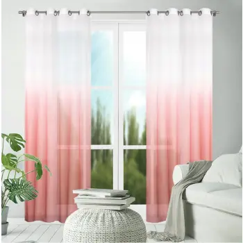 Woal na przelotkach ombre firanka 250x145cm różowy