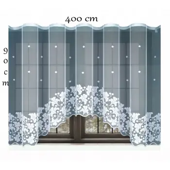 Firanka klasyczna z taśmą żakard 90x400 cm biała