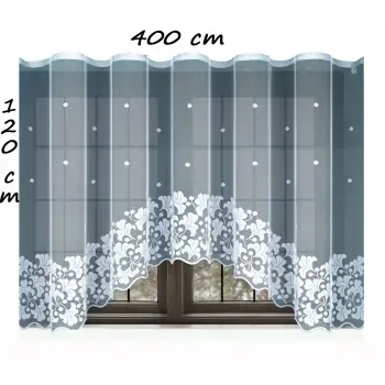 Firanka klasyczna z taśmą żakard 120x400 cm biała