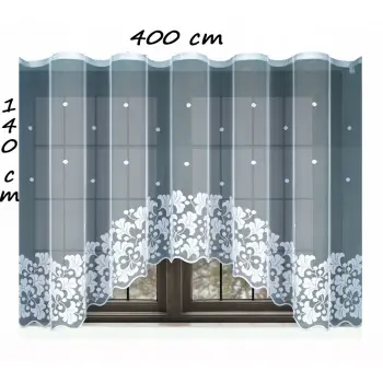 Firanka klasyczna z taśmą żakard 140x400 cm biała