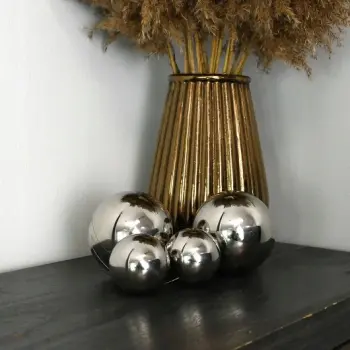 Kule srebrne 10 cm girlanda 100cm dekoracja firan