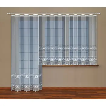 Firanka klasyczna z taśmą żakard 250x200 cm biała