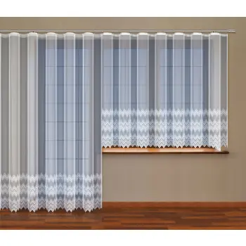 Firanka klasyczna z taśmą żakard 250x200 cm biała