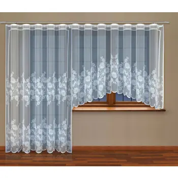Firanka klasyczna z taśmą żakard 250x200 cm biała