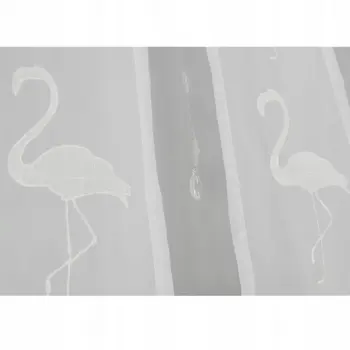 Firana panel haftowany flaming 250x60 cm biały