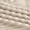 Gruby miękki koc narzuta 200x220 prążkowany beżowy
