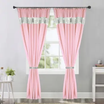 Gotowa zasłona z taśmą pudrowy róż 230x145cm