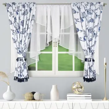 Firana zasłona woal 160x540 zestaw boho granatowy