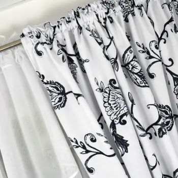 Firana zasłona woal 160x540 zestaw boho czarny