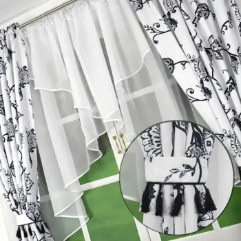 Firana zasłona woal 160x540 zestaw boho czarny