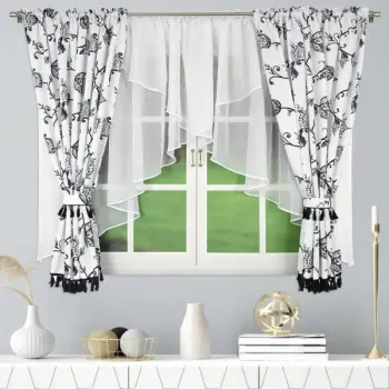 Firana zasłona woal 160x540 zestaw boho czarny