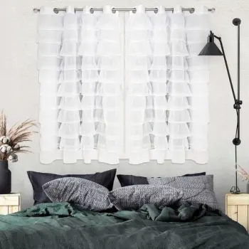 Firanka woal falbany glamour kółka 160x145 biała