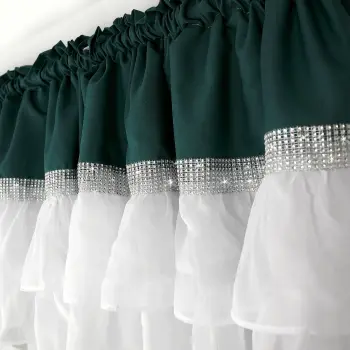 Firanka woal falbana cyrkonie 150x400 biała zieleń